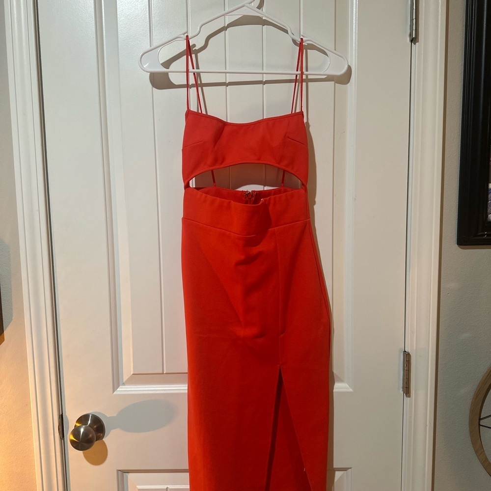 superdown Vibrant Red Backless Cutout Midi Dress